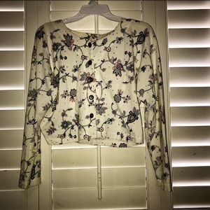 Floral long sleeve crop top